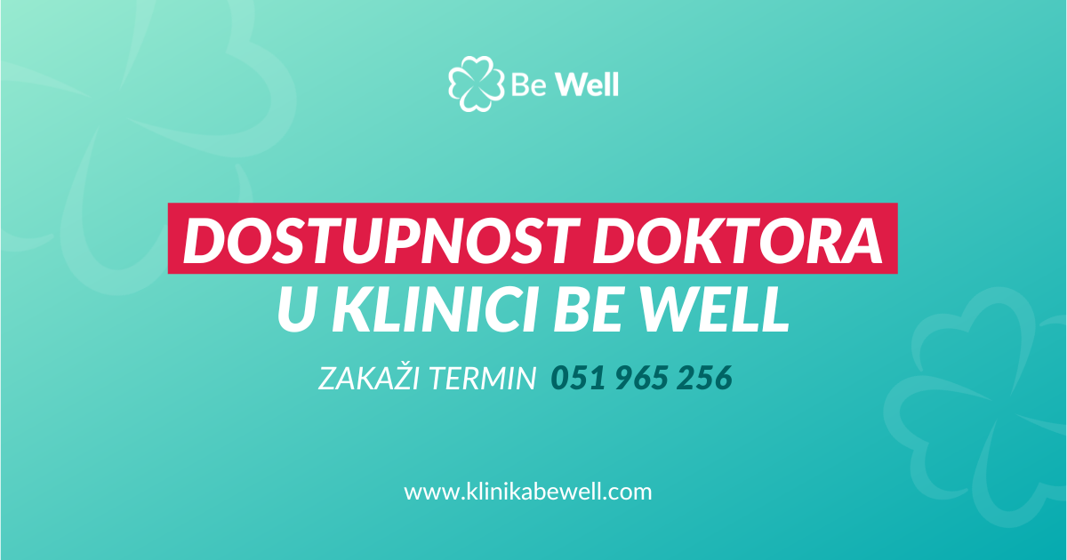 Zakaži termin: Dostupnost doktora u klinici Be Well